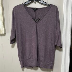 AUW Women's Purple V-Neck Blouse